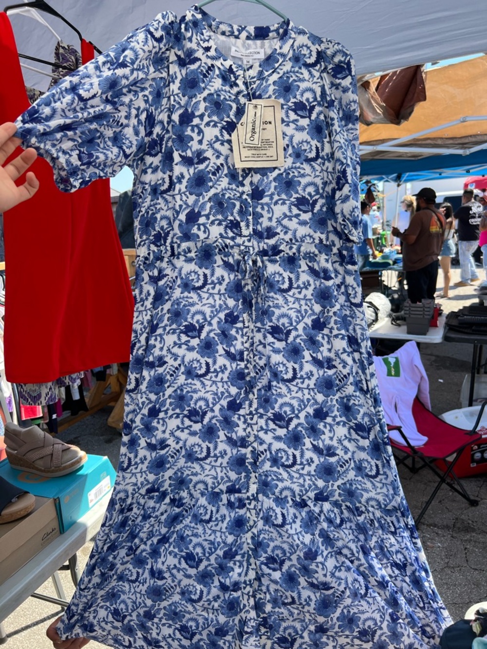 Emerson Fry Blue and White Floral Midi Dress
